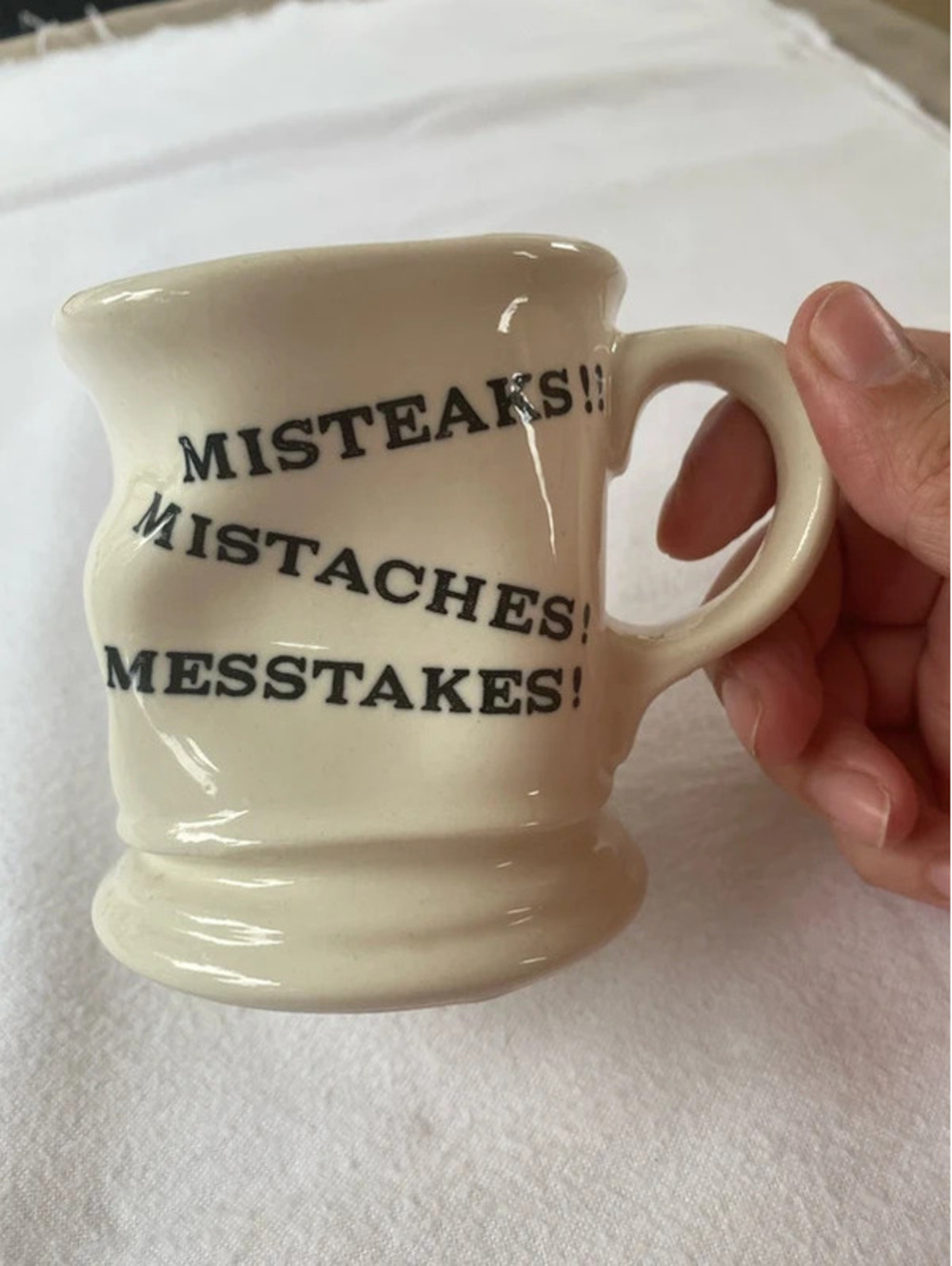 Vintage 1975 Mistake Coffee Cup Mug Warped Made In Japan Gag Gift Funny